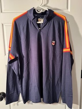 NWT Marine Layer Archive Quarter Zip, Navy, Size Larger